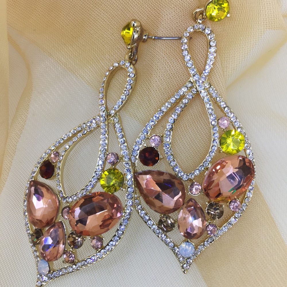 COPY - Multicolor Fancy Earrings, peach pink yellow red